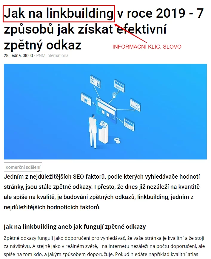 Jak správně psat PR články / SEO články – zjistěte, co jsou zač obrázek 34 SEO článek optimalizovaný informačním klíčovým slovem